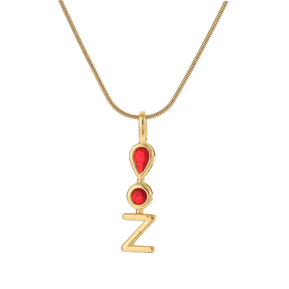 Red Teardrop Initial Necklace