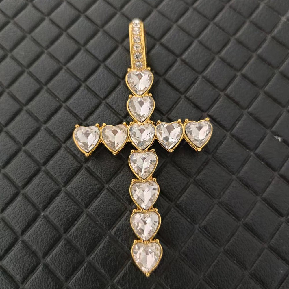 Heart Crystal Cross Pendant