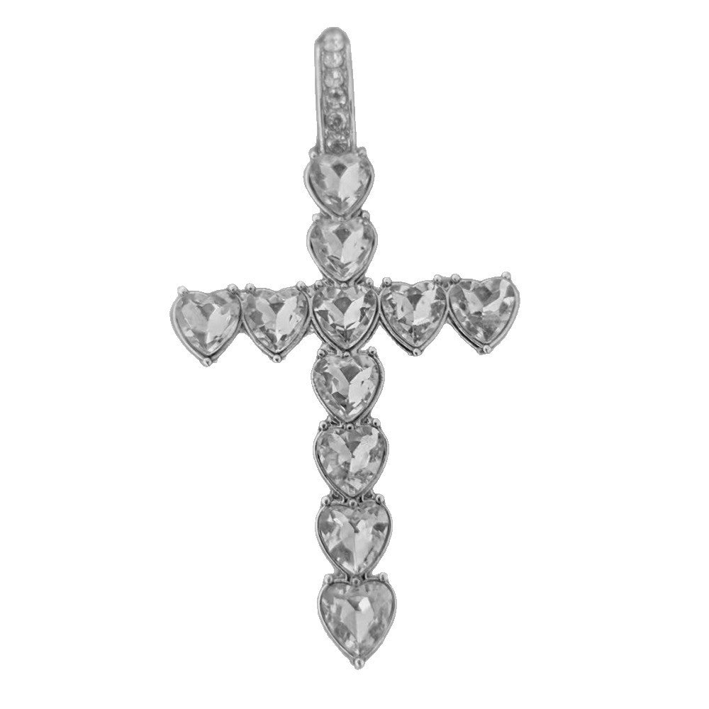 Heart Crystal Cross Pendant