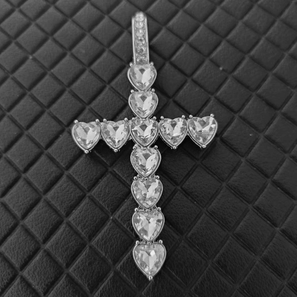 Heart Crystal Cross Pendant