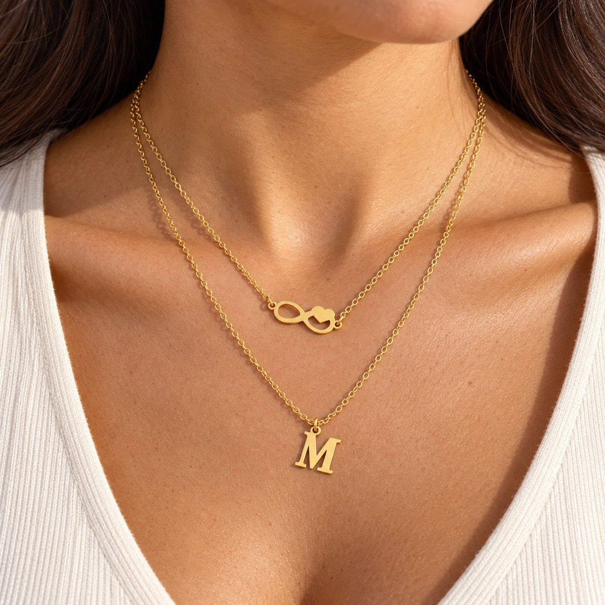 Infinity & Initial Layered Necklace