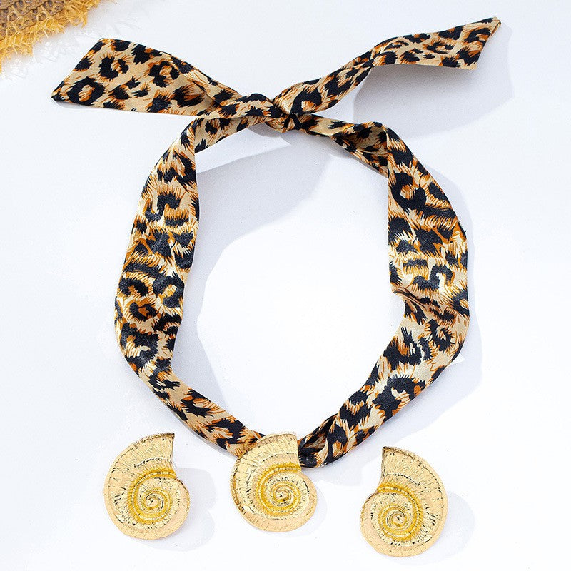 Spiral Shell & Leopard Print Jewelry Set