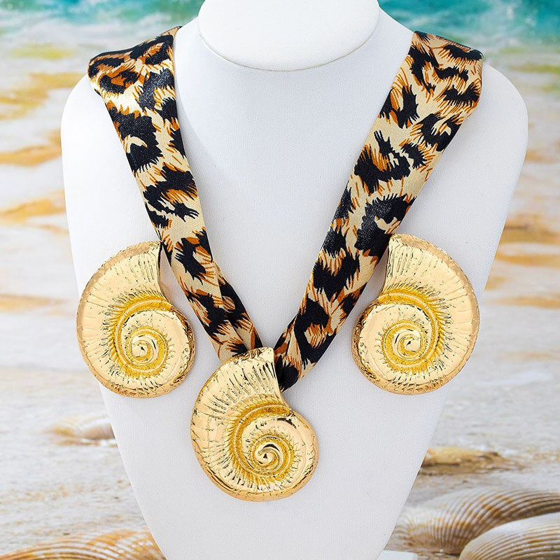 Spiral Shell & Leopard Print Jewelry Set