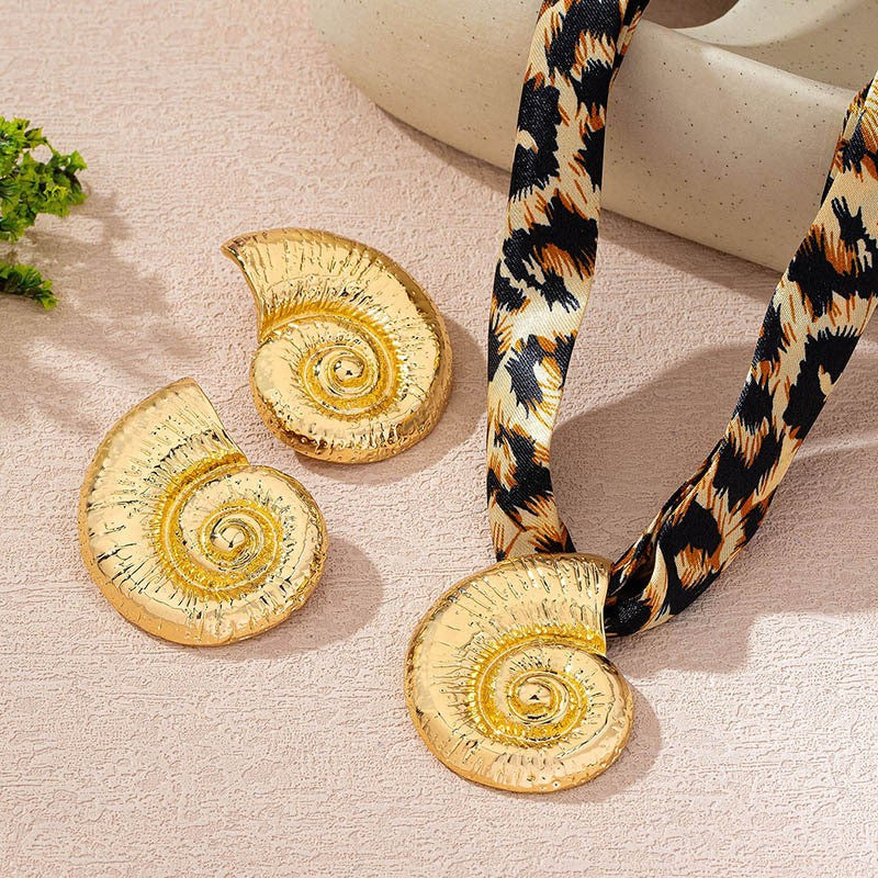 Spiral Shell & Leopard Print Jewelry Set