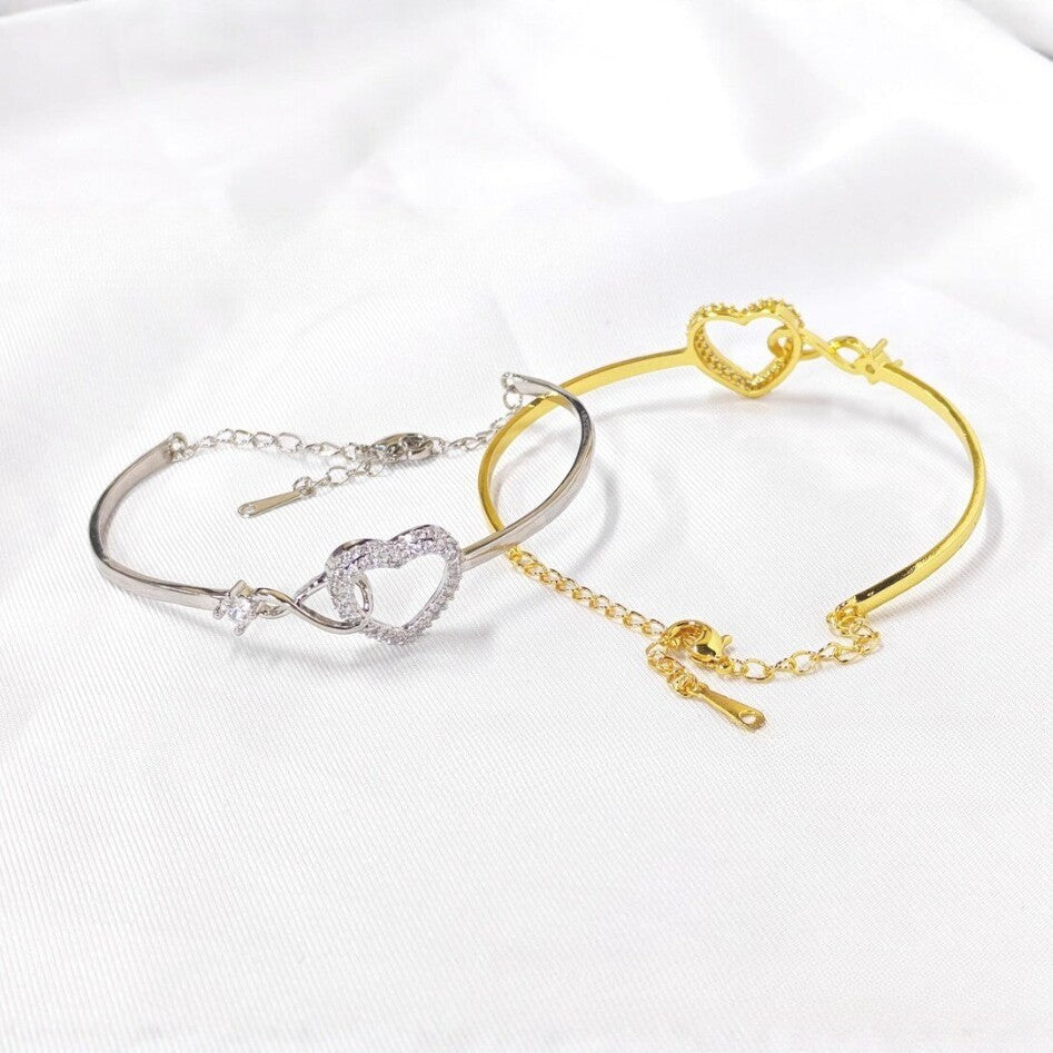Birthstone Heart & Infinity Cuff Bracelet