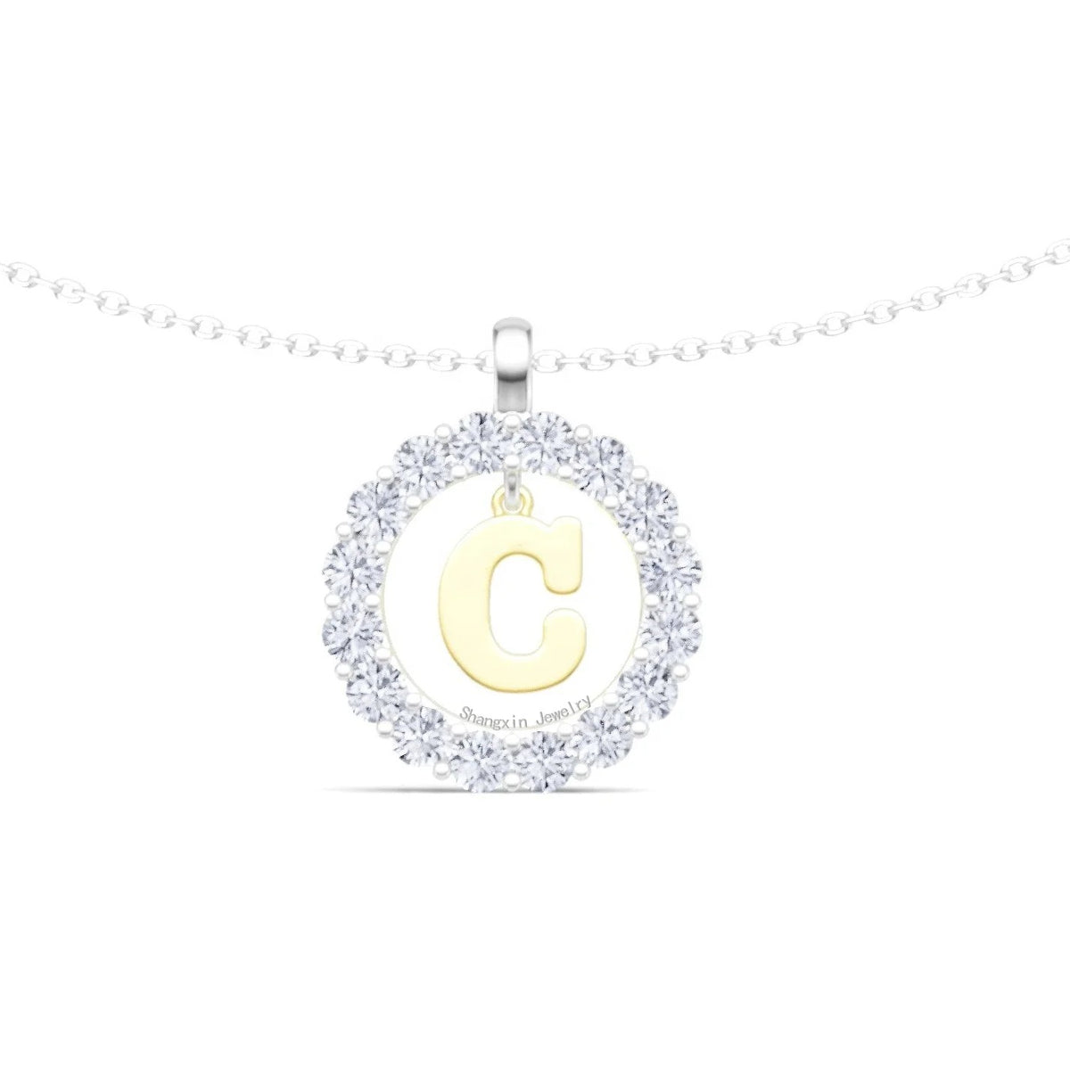 Crystal Halo Initial C Necklace