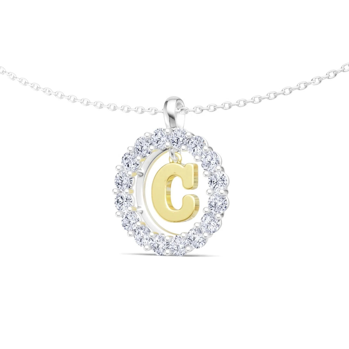 Crystal Halo Initial C Necklace