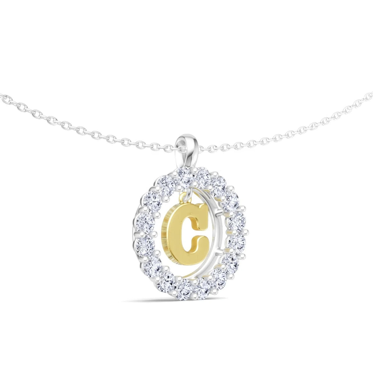 Crystal Halo Initial C Necklace