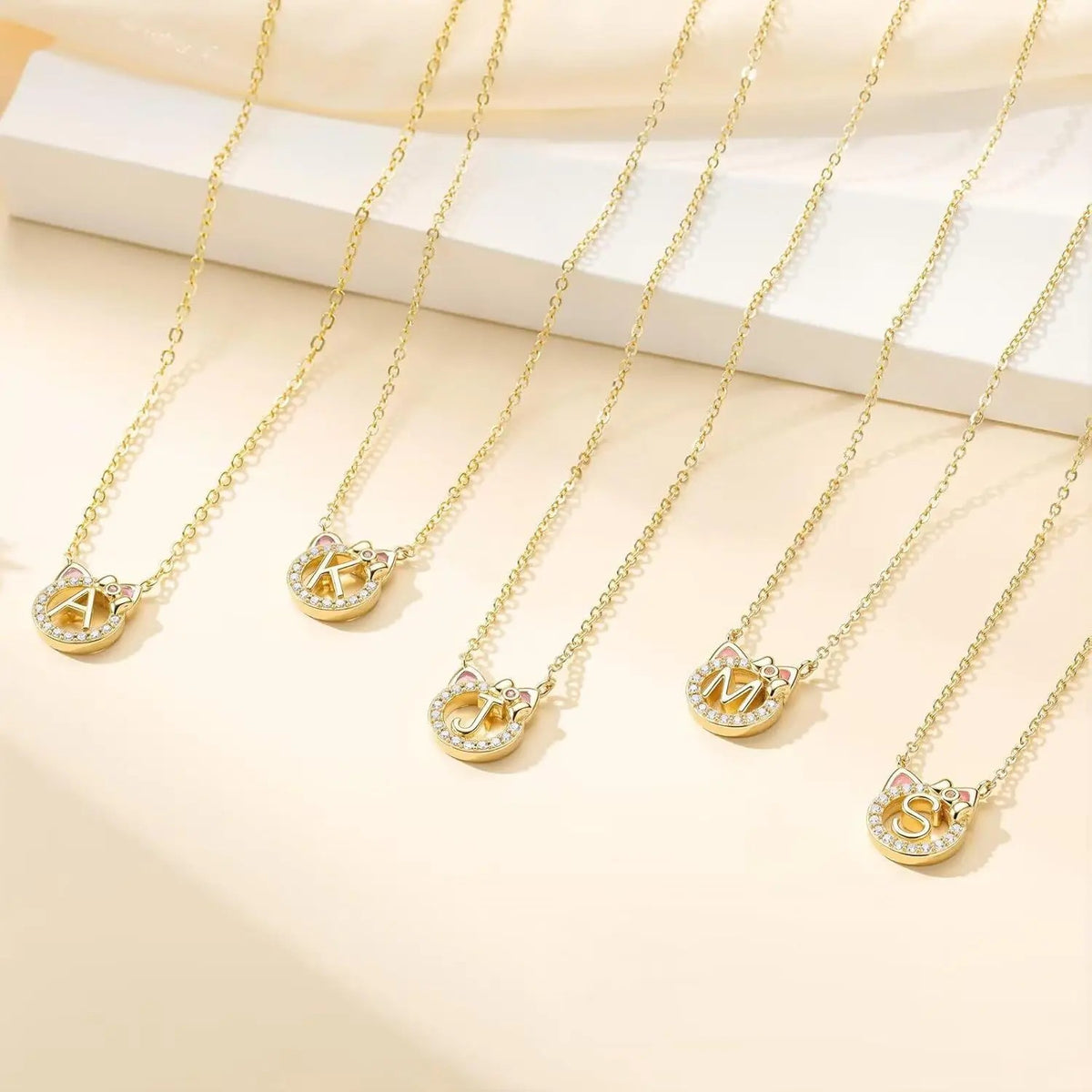 Cat Initial Pendant Necklace