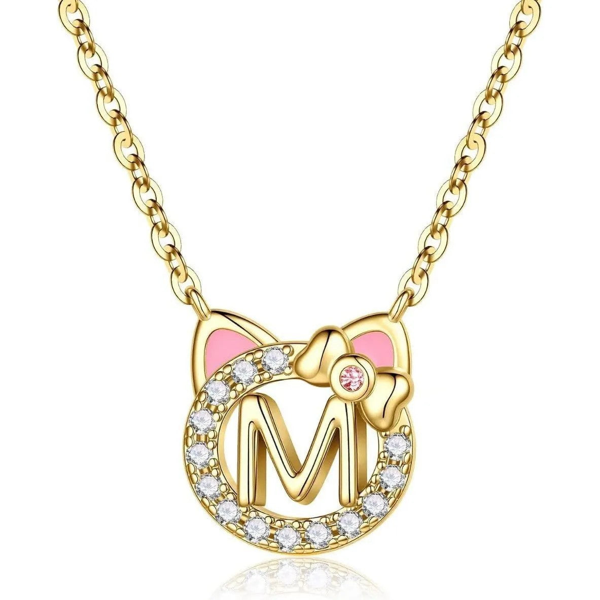 Cat Initial Pendant Necklace