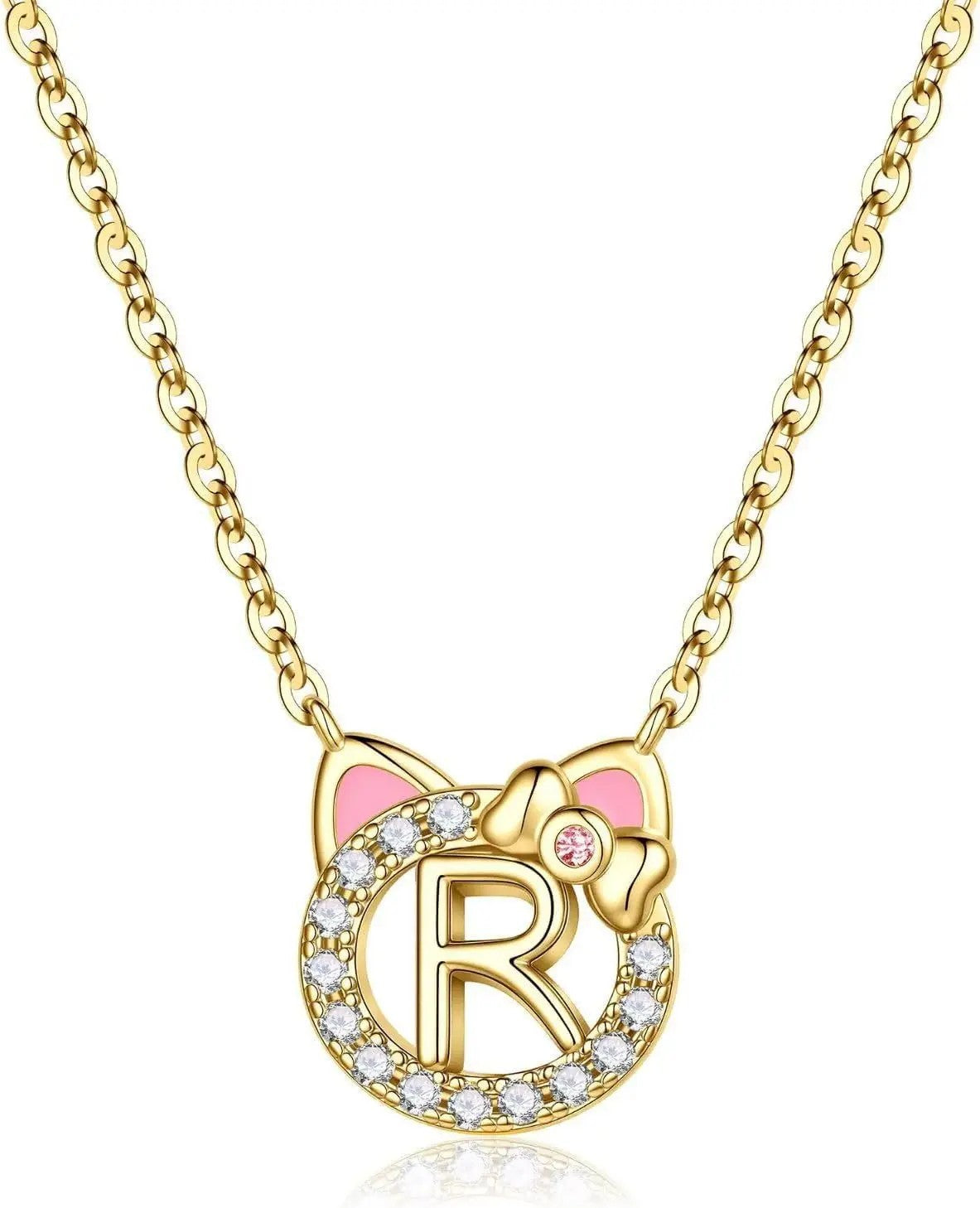 Cat Initial Pendant Necklace