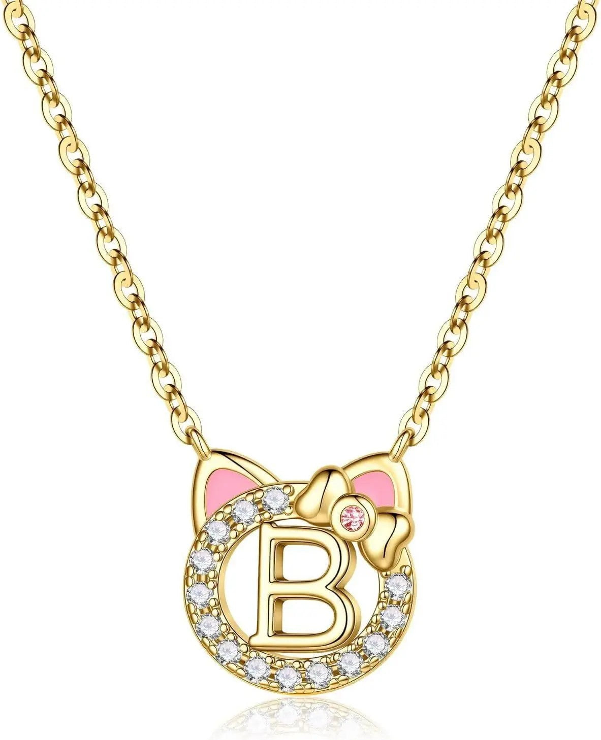 Cat Initial Pendant Necklace