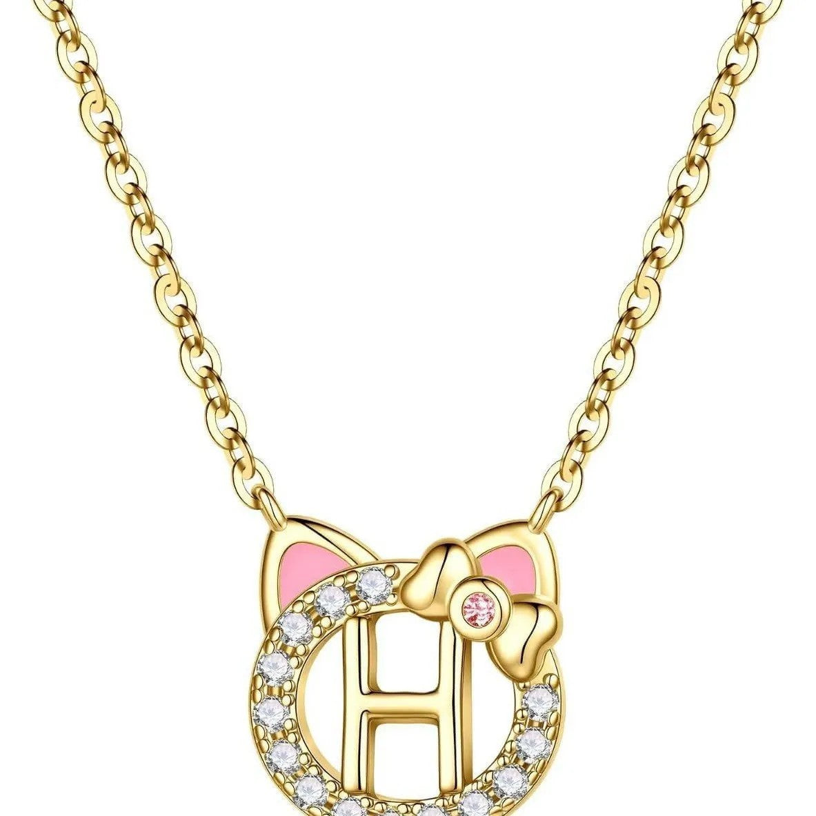 Cat Initial Pendant Necklace