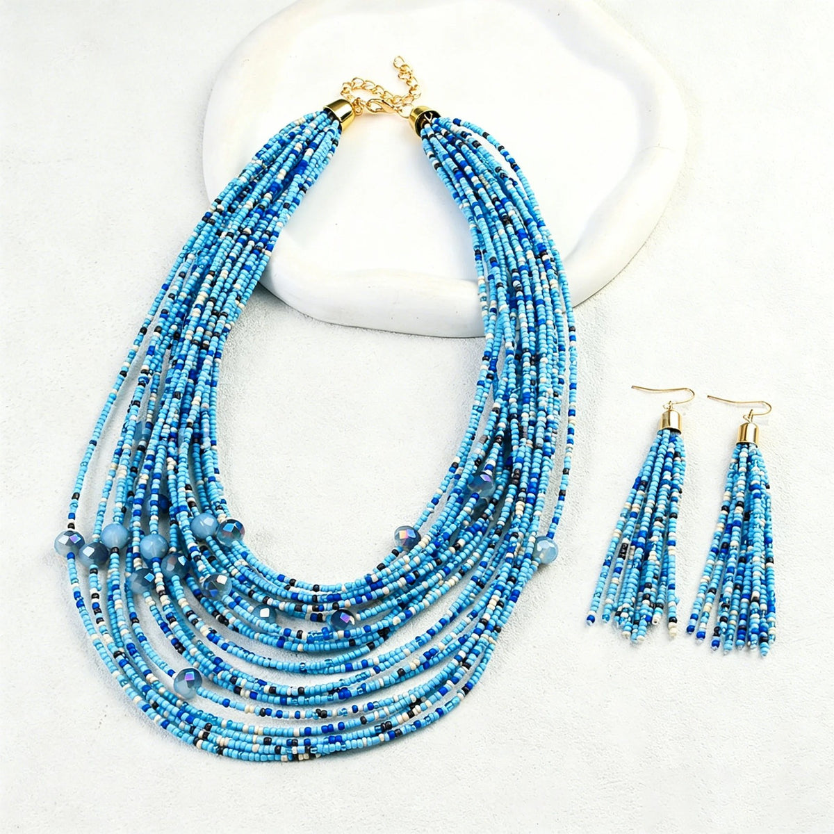 Turquoise Multi-Strand Bead Jewelry Set
