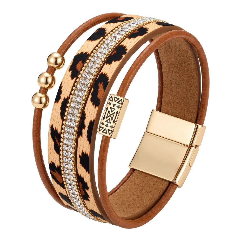 Leopard Crystal Wrap Bracelet