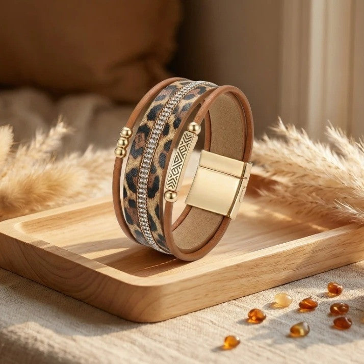 Leopard Crystal Wrap Bracelet