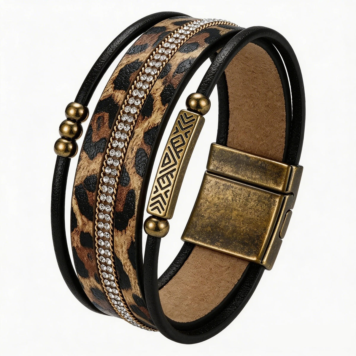 Leopard Crystal Wrap Bracelet