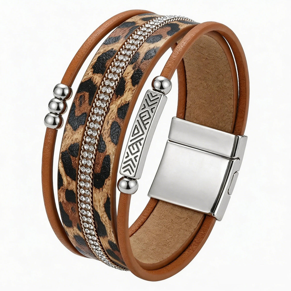 Leopard Crystal Wrap Bracelet