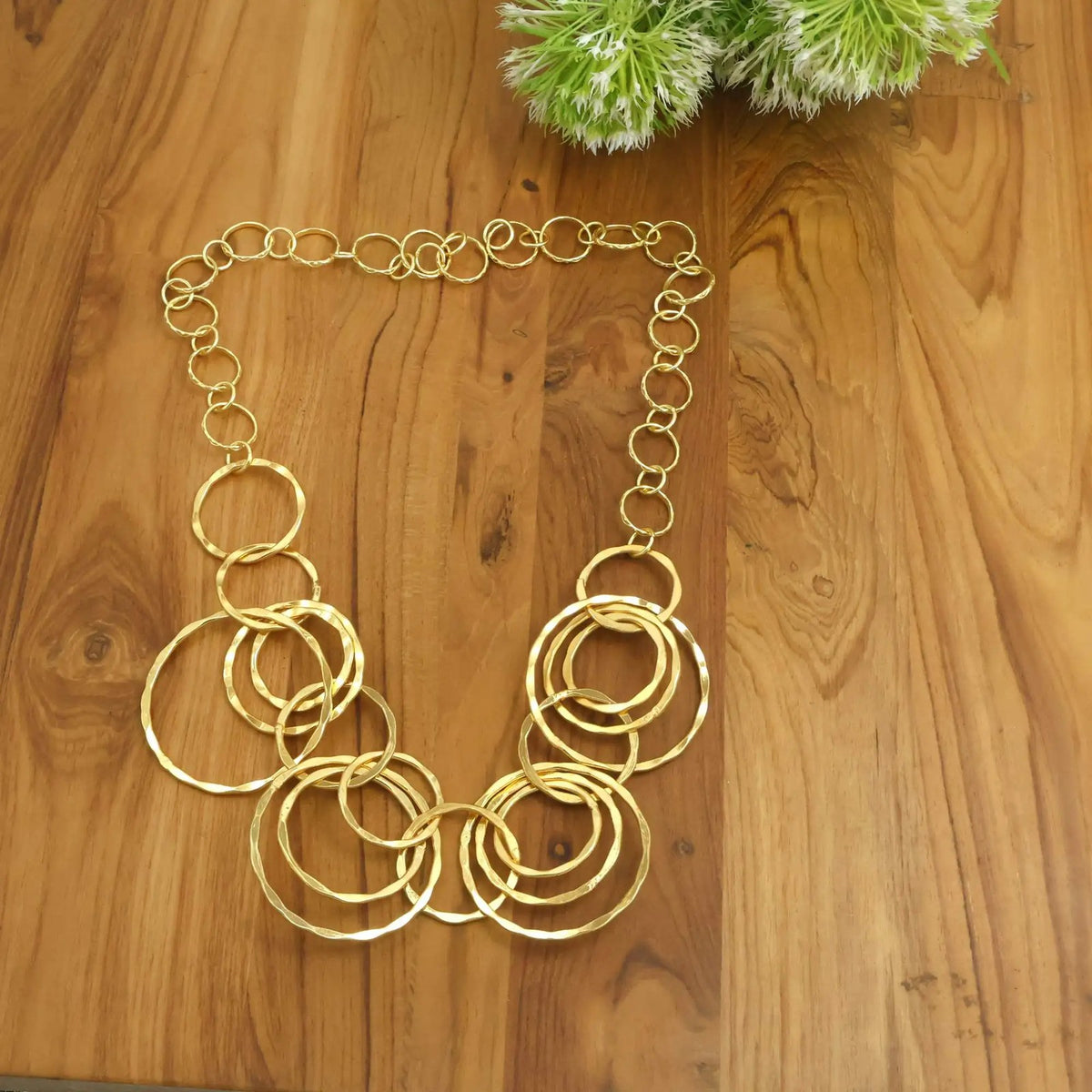Hammered Circle Link Necklace