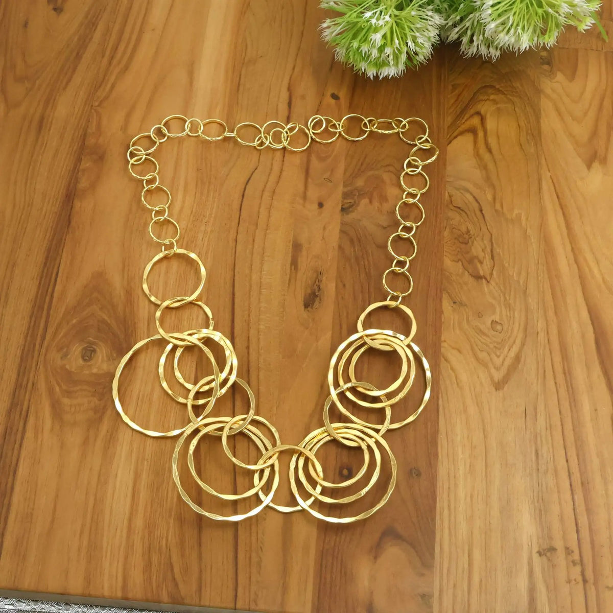 Hammered Circle Link Necklace