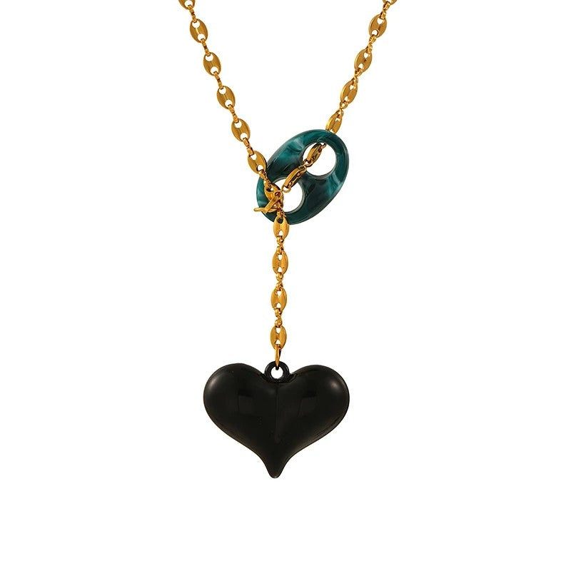 Layered Resin Heart Necklace