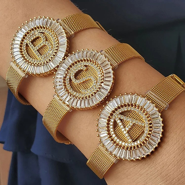 Crystal Initial Statement Bracelet