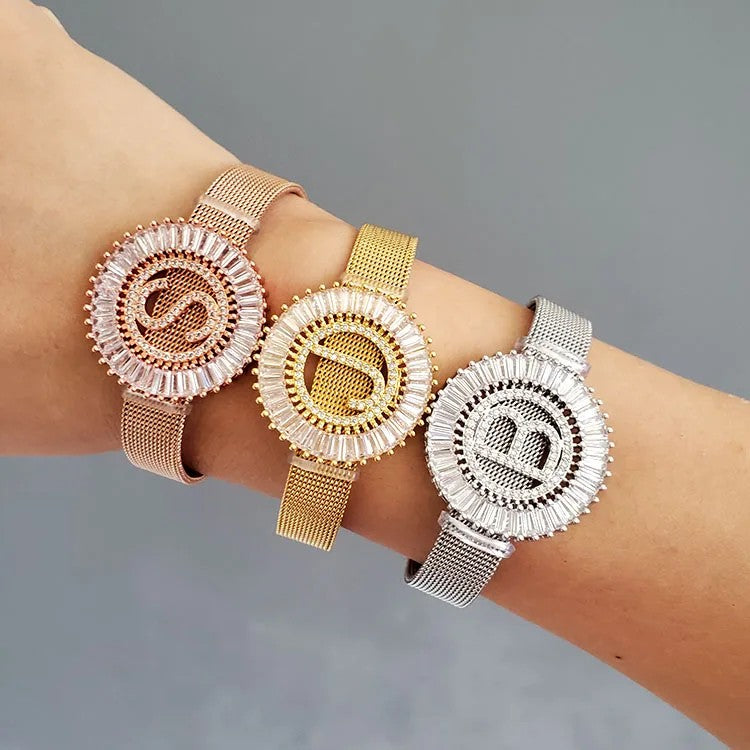 Crystal Initial Statement Bracelet
