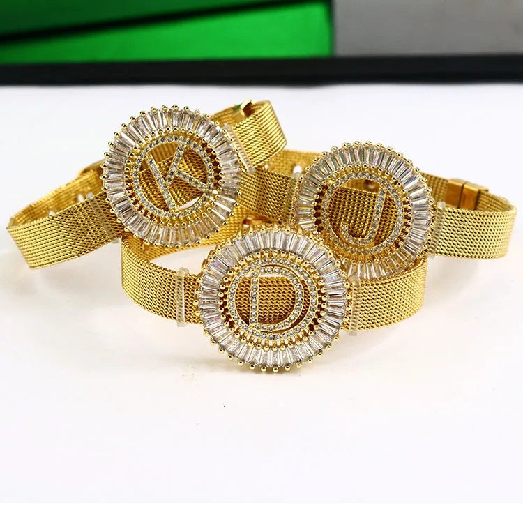 Crystal Initial Statement Bracelet
