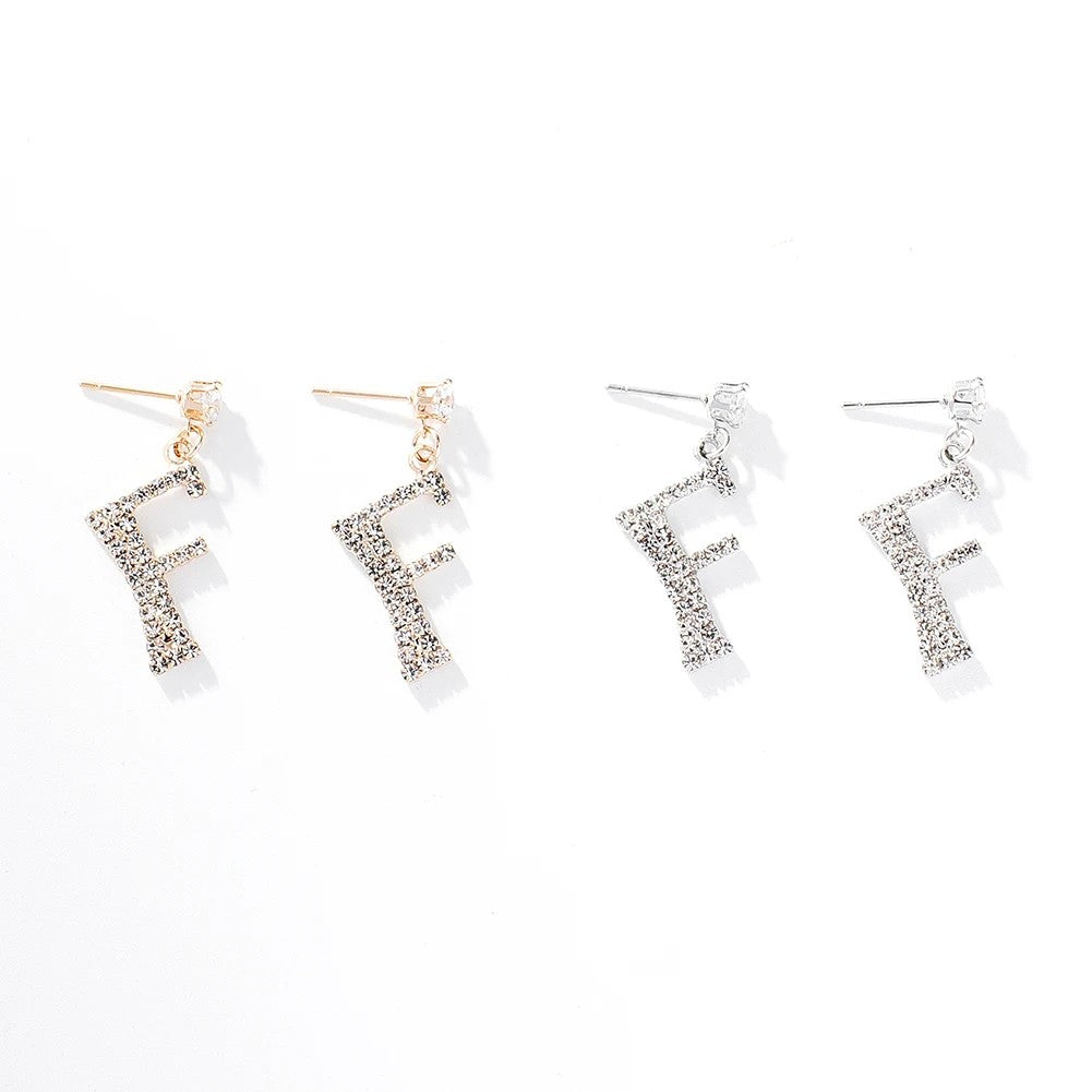 Crystal Initial Drop Earrings