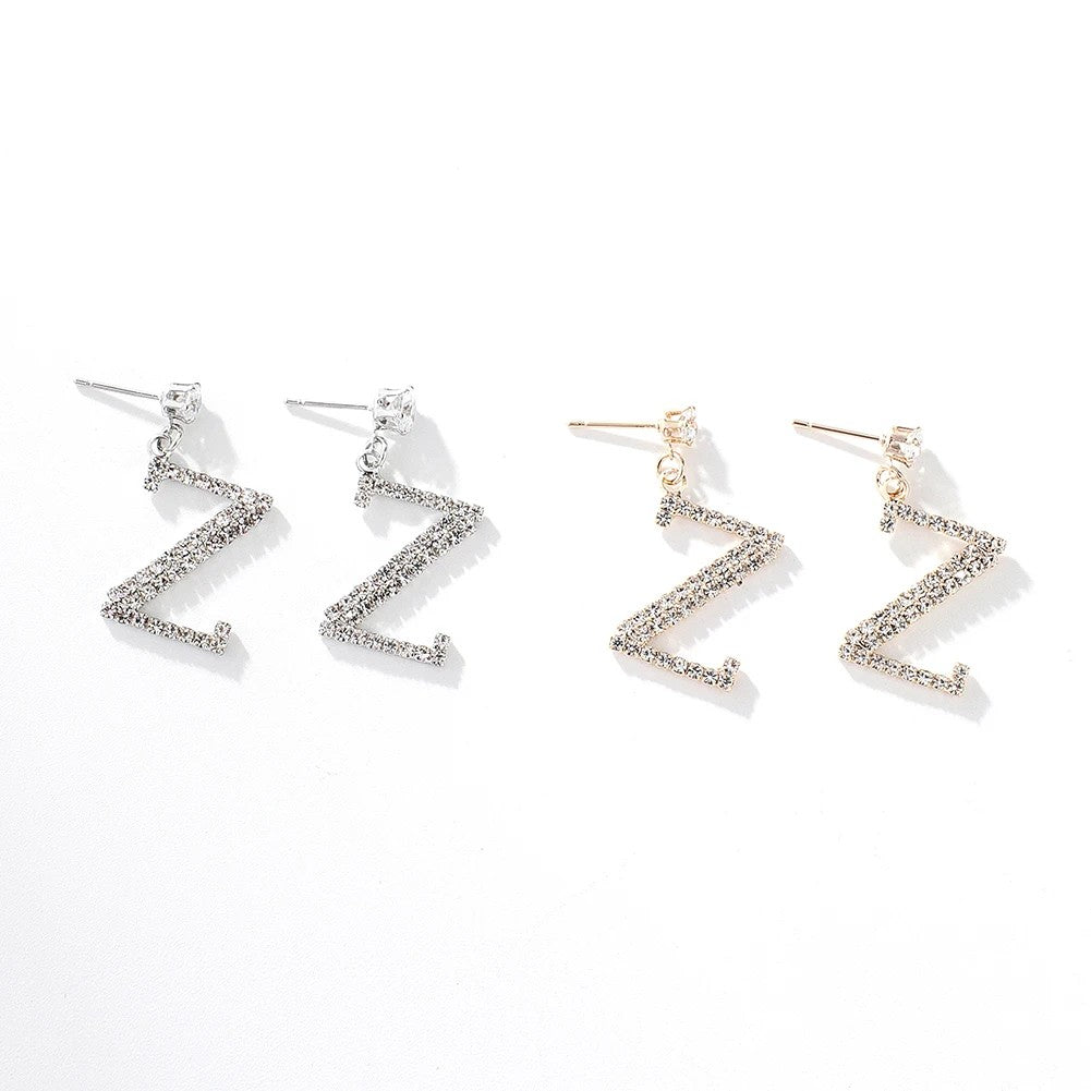 Crystal Initial Drop Earrings