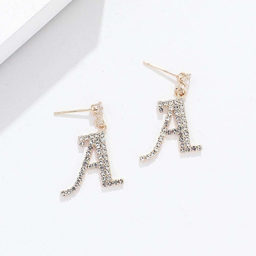 Crystal Initial Drop Earrings