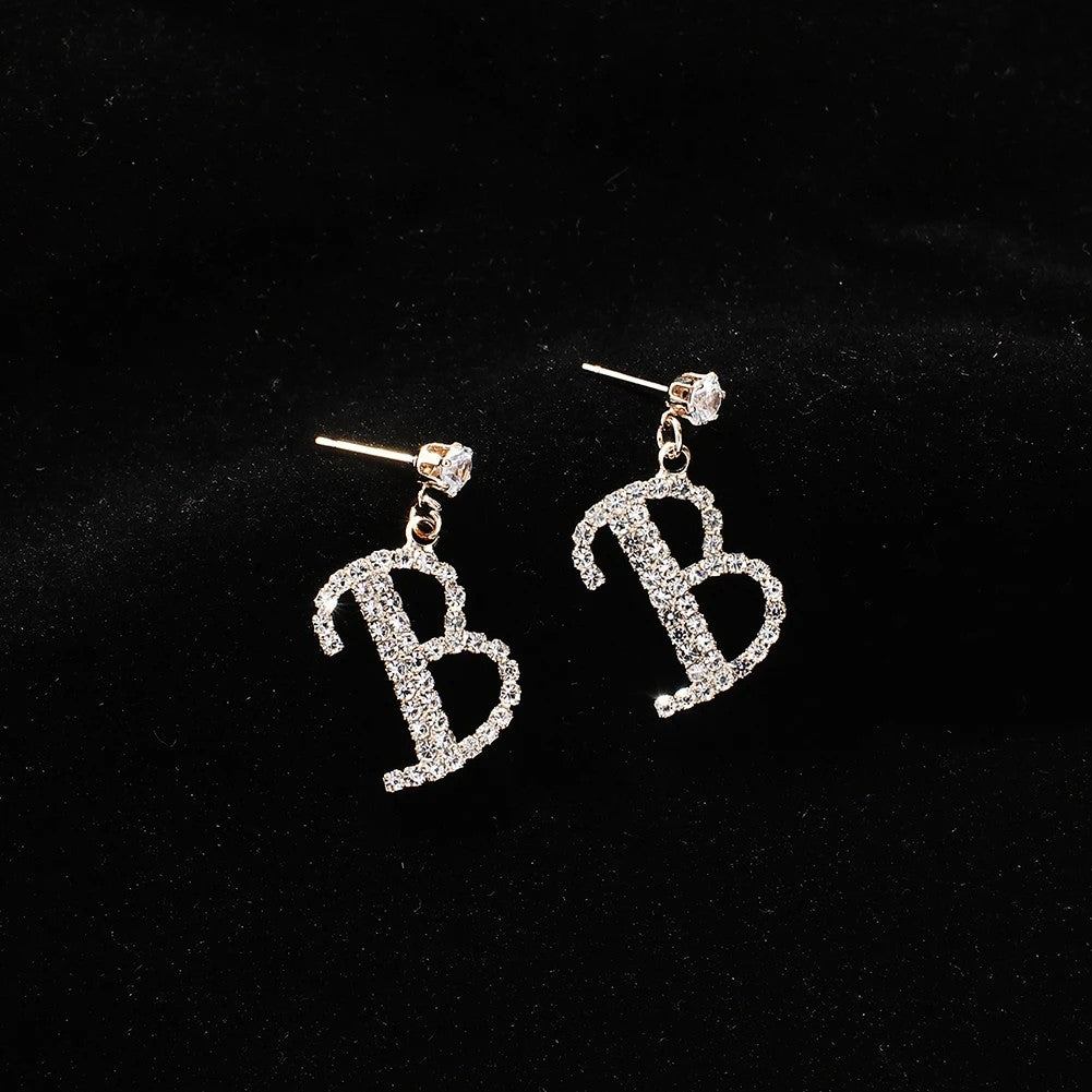 Crystal Initial Drop Earrings