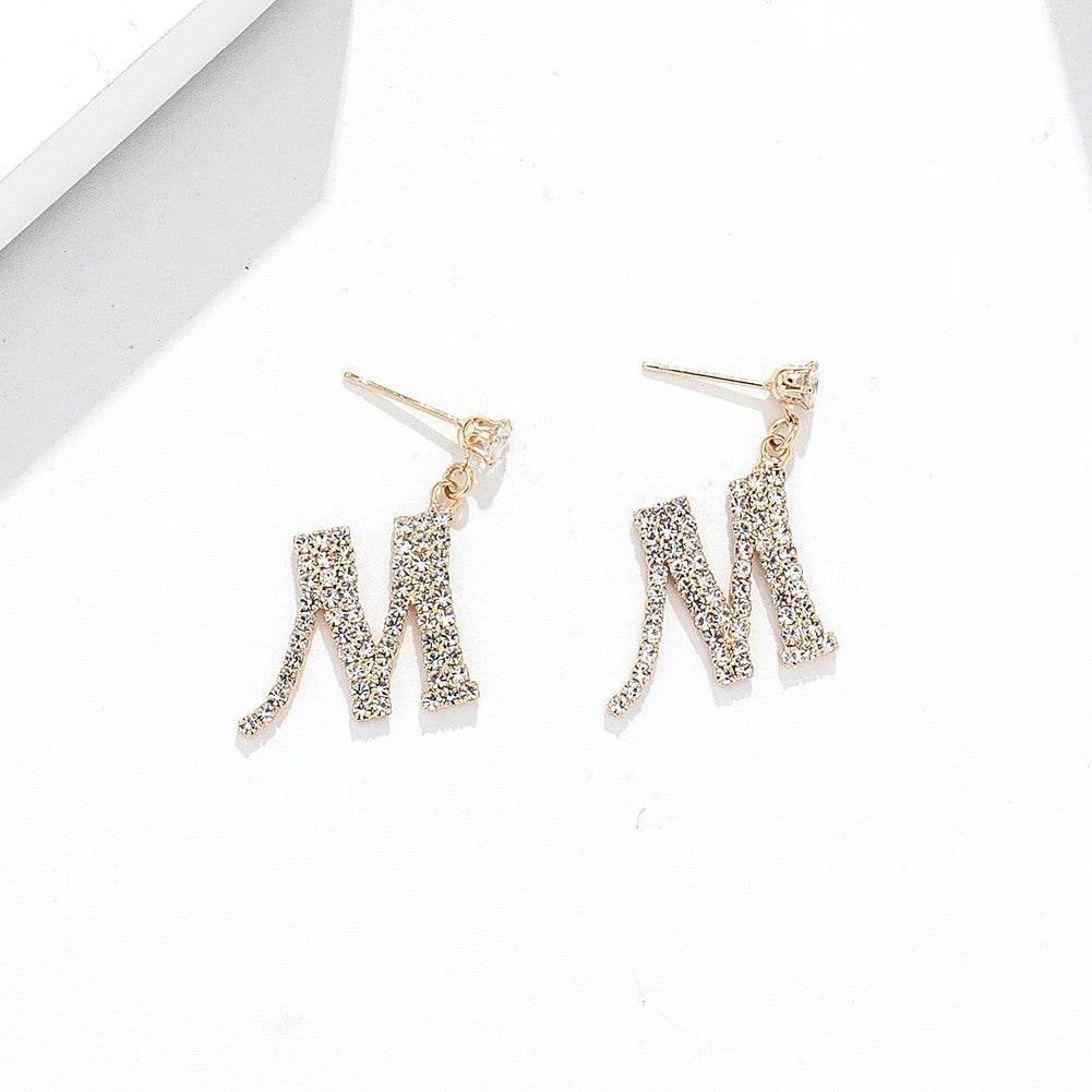 Crystal Initial Drop Earrings