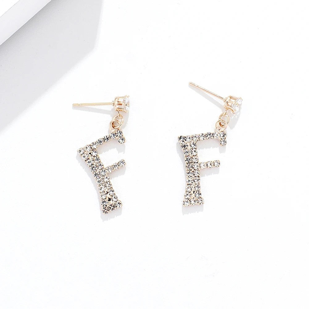 Crystal Initial Drop Earrings