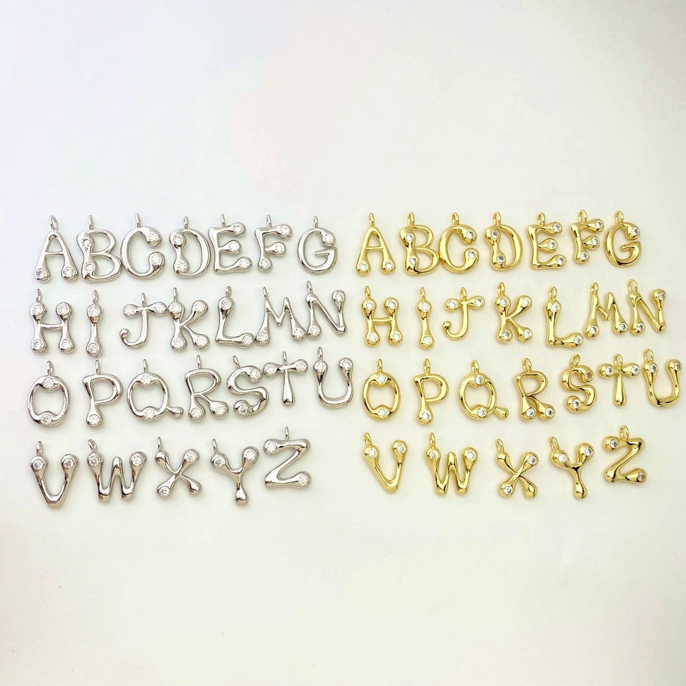 Zircon Inlaid Initial Letter Necklace