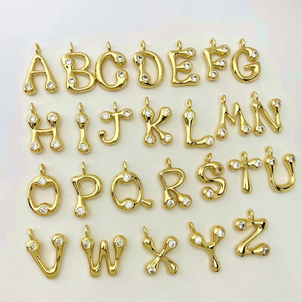 Zircon Inlaid Initial Letter Necklace