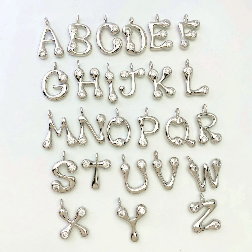Zircon Inlaid Initial Letter Necklace