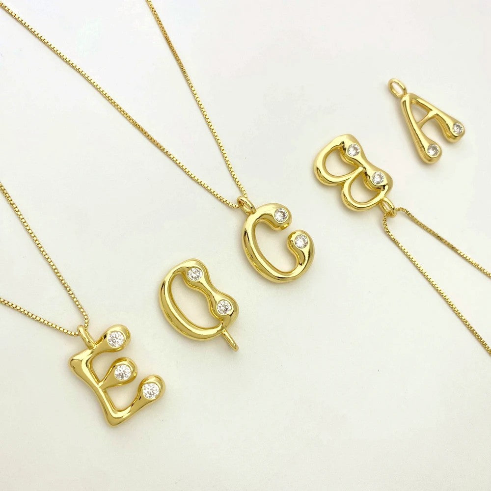 Zircon Inlaid Initial Letter Necklace