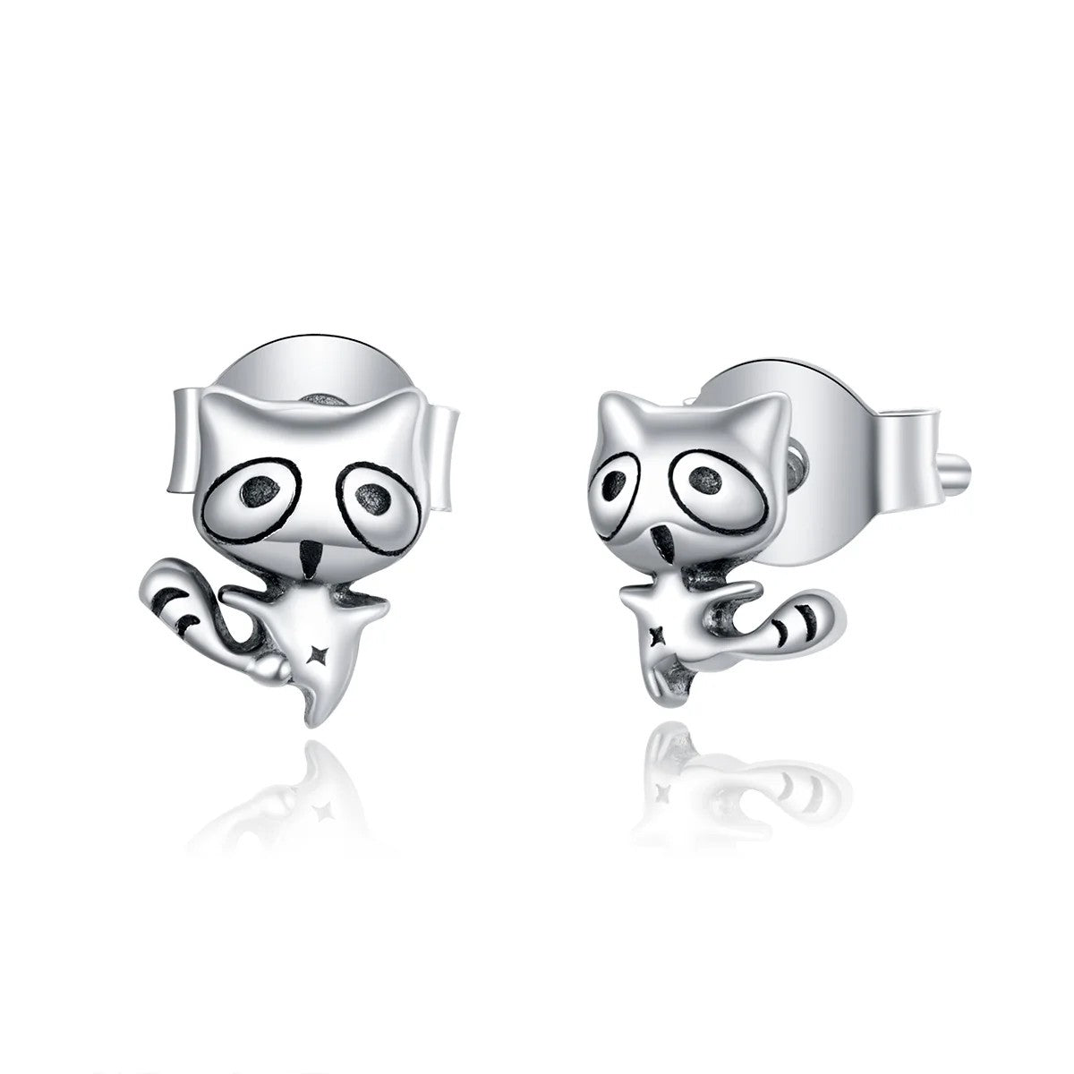 Playful Raccoon Stud Earrings
