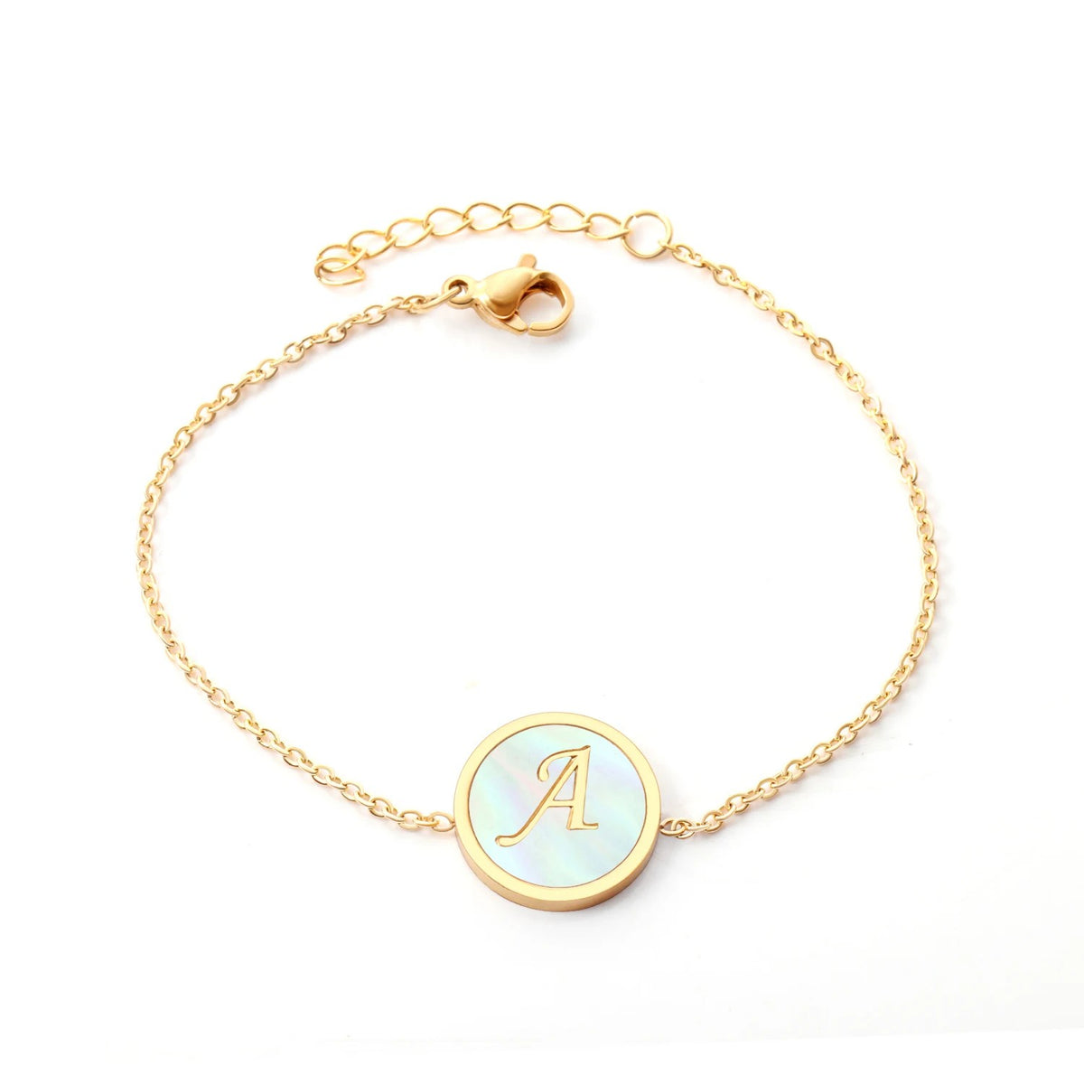 Iridescent Initial Disc Bracelet