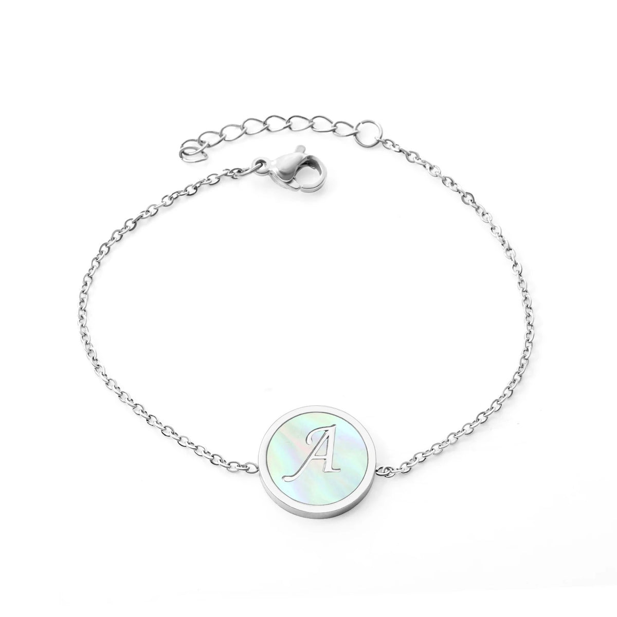 Iridescent Initial Disc Bracelet