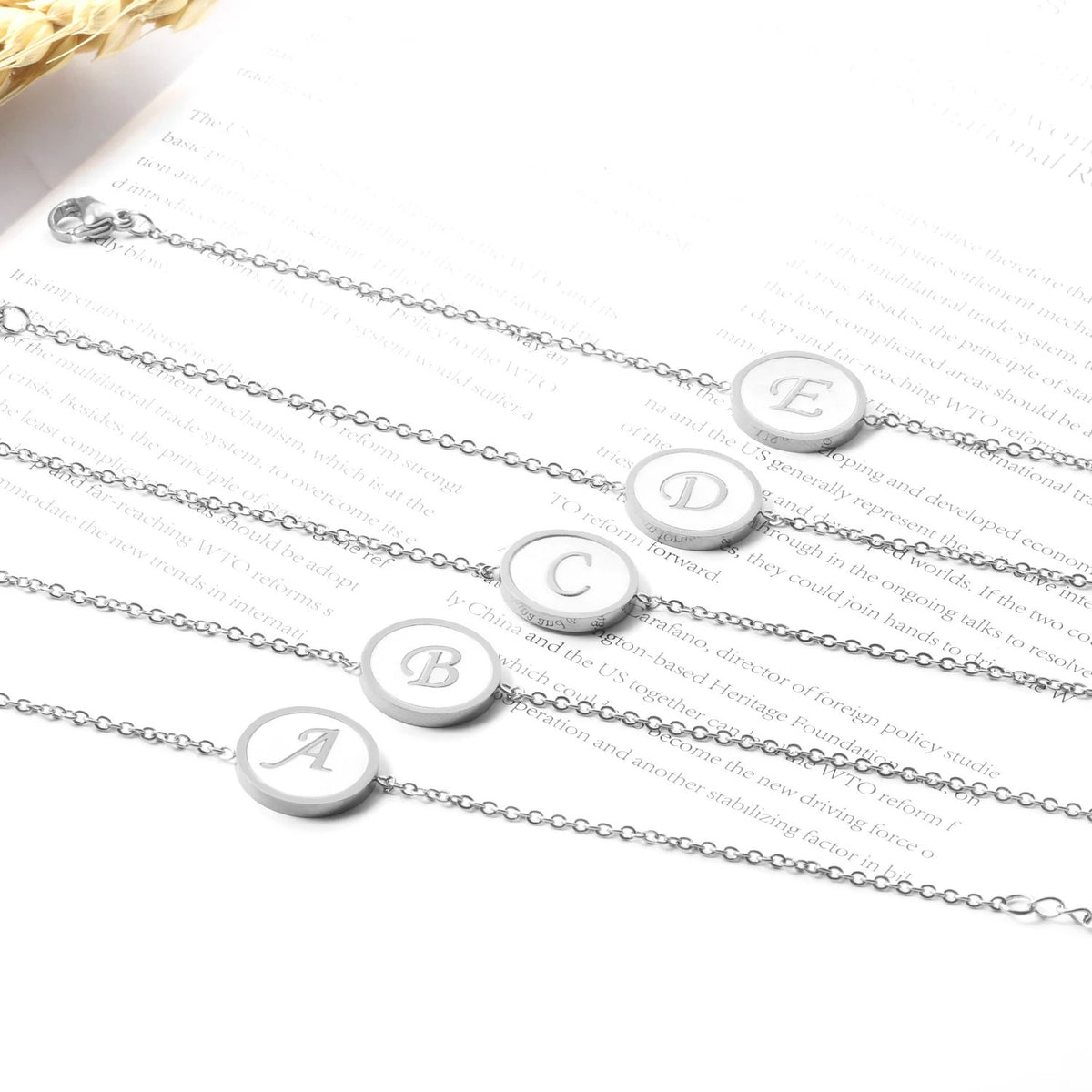 Iridescent Initial Disc Bracelet