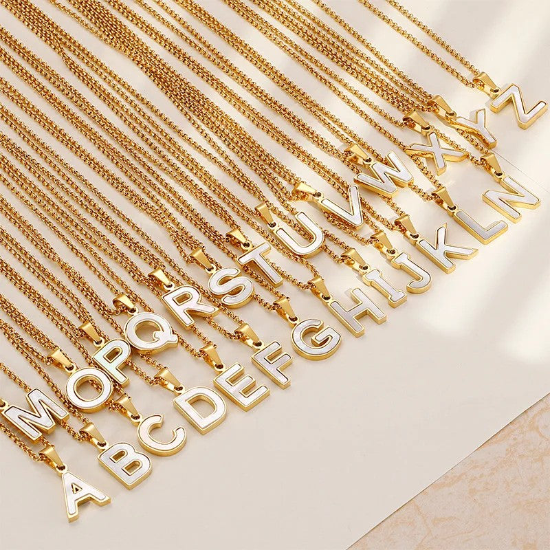 Enamel Initial Letter Necklace