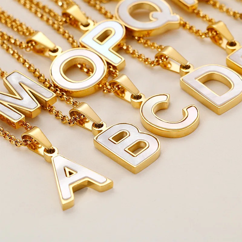 Enamel Initial Letter Necklace