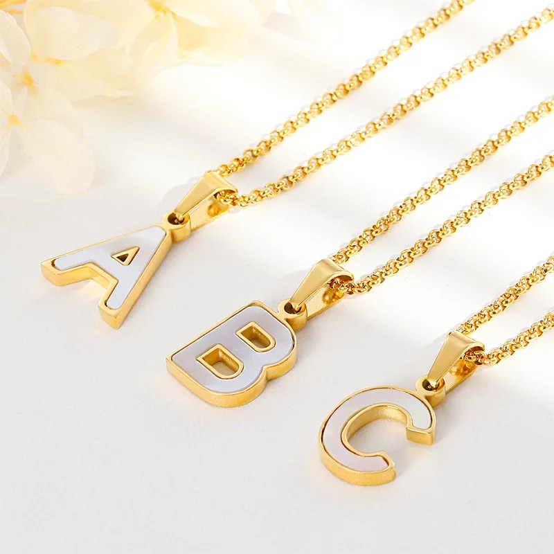 Enamel Initial Letter Necklace
