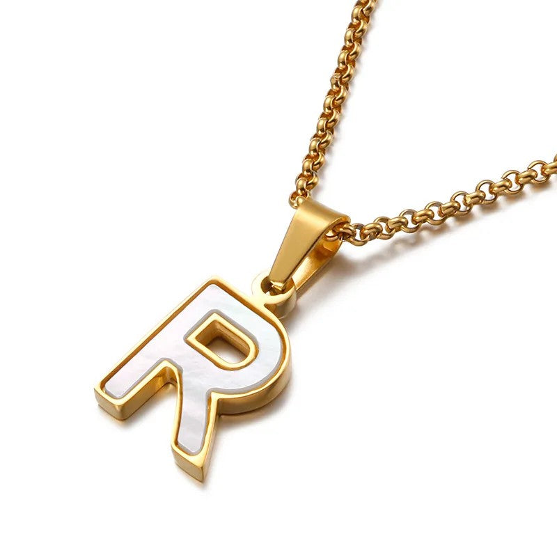 Enamel Initial Letter Necklace