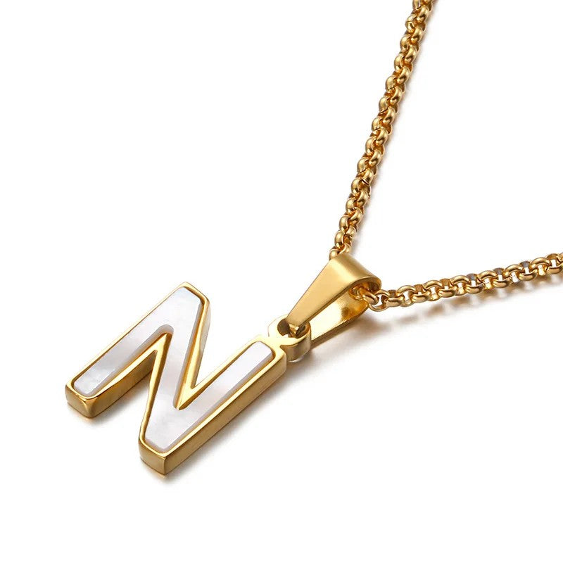 Enamel Initial Letter Necklace