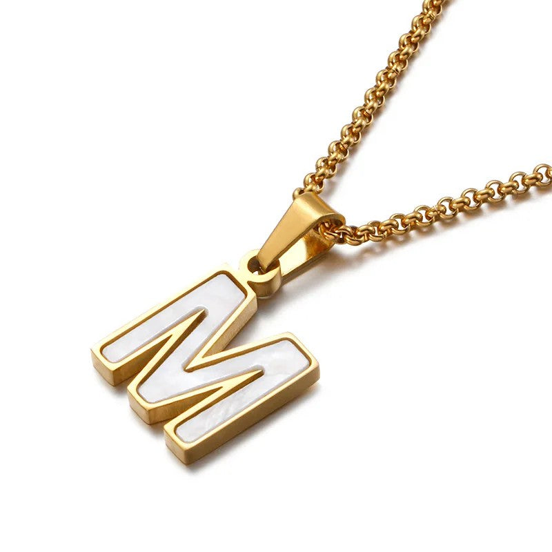 Enamel Initial Letter Necklace