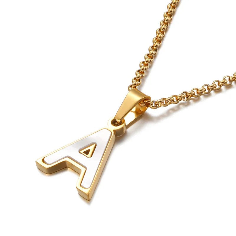Enamel Initial Letter Necklace