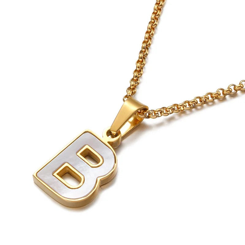 Enamel Initial Letter Necklace